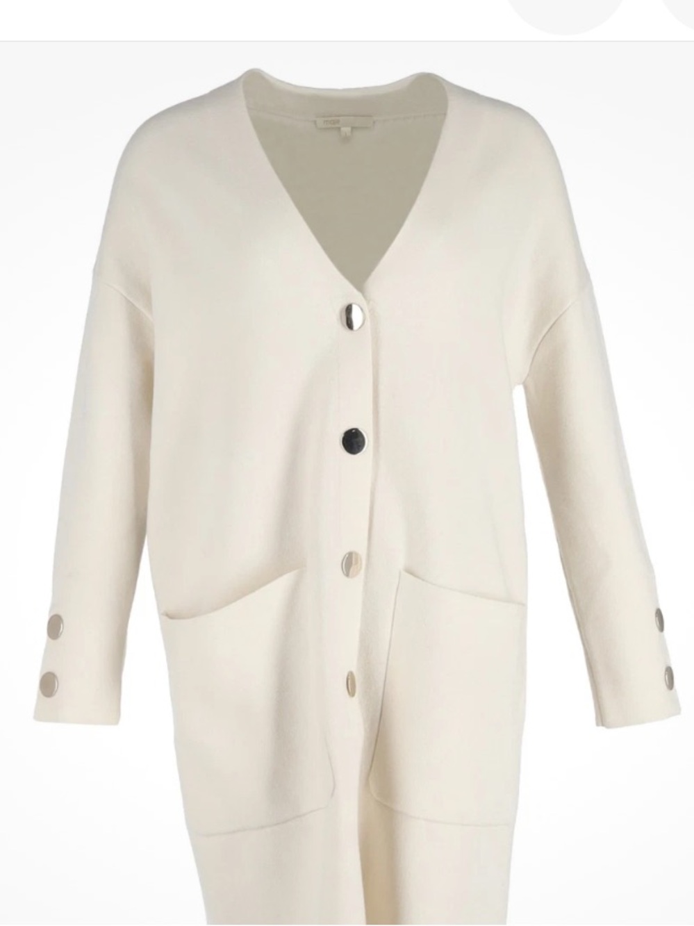 Maje Cream white knit Cardigan Coat Sz 1 S oversized